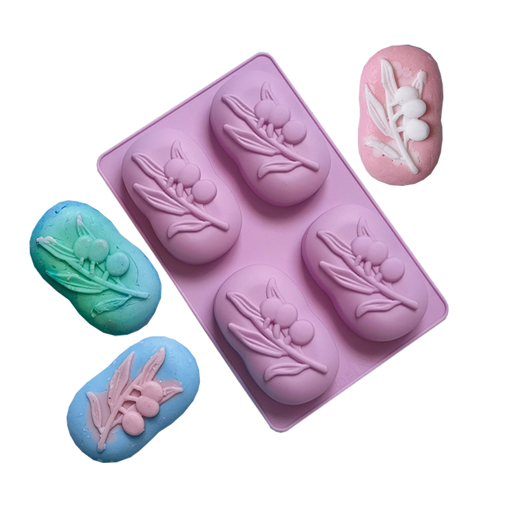 Soap Making Instructions - 4-holtes ovale olijfboom siliconen zeep mal